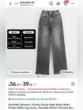 Katch Me High-Rise Straight Leg Women’s Jeans - Washed Gray -Size Large